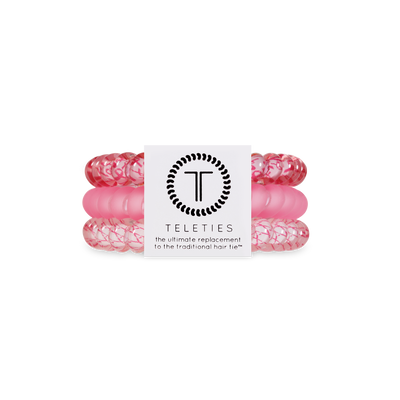 TELETIES - Bobinas para el cabello en espiral | Pequeñas | Lazos para el cabello rosados y potentes