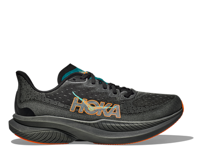 HOKA Men's Mach 6 - BLACK / ELECTRIC TANGERINE