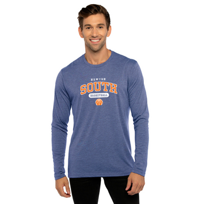 Camiseta de baloncesto Newton South - Next Level Apparel de manga larga y cuello redondo triblend para hombre (6071)