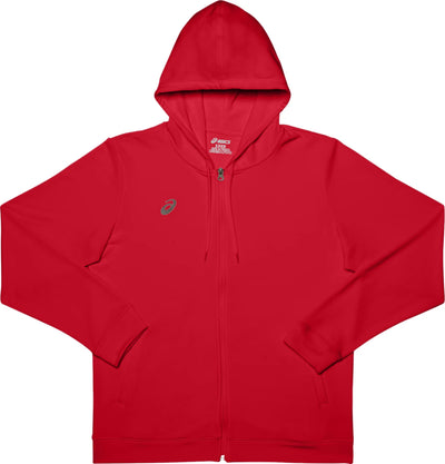 Sudadera con capucha y cremallera completa de felpa francesa ASICS para hombre, color rojo (2031A616)