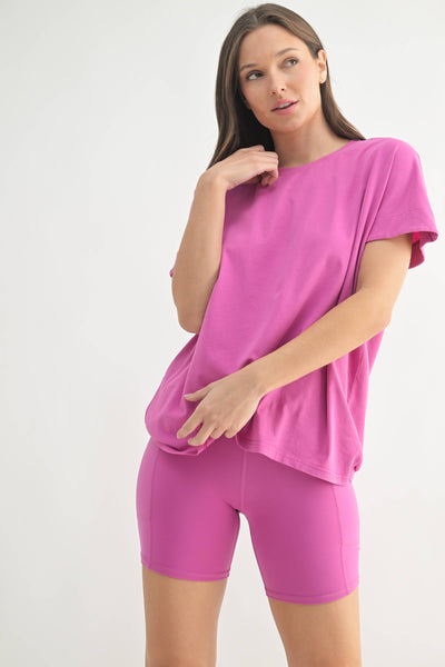 Mono B - Shoreline Pima Cotton Slouchy Tee - New Orchid WOMEN