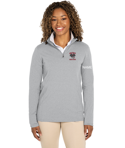 Wellesley Track and Field - Malla elástica ecológica jaspeada con cremallera de un cuarto para mujer - 5468