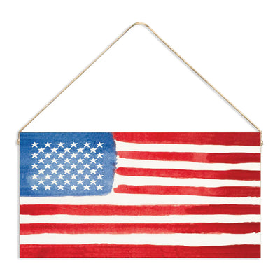 American Flag Watercolor Twine Sign