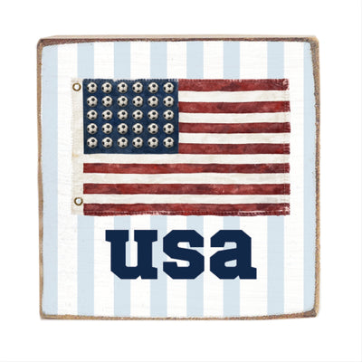 USA Flag Soccer Block Sign