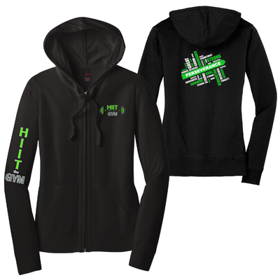 HIIT The Gym - Sudadera con capucha y cremallera completa District® para mujer (DT2100)