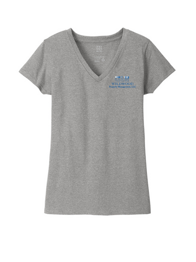 Wildwood Property Management - Camiseta de cuello en V Re-Tee para mujer (DT8001)