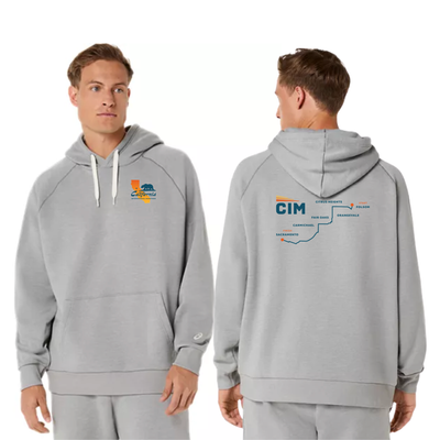 California International Marathon - ASICS Unisex Fleece Relaxed Pullover Hoodie Grey Heather (2031F470) (CIM-20 LC /CIM-17 Back)
