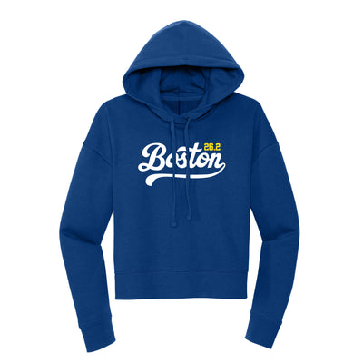 Boston 26.2 - Women's Deep Royal Fleece Crop Hoodie (DT6101) (HBM26-13)