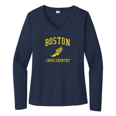 Boston Latin Academy Cross Country - Women's Long Sleeve Performance V-Neck Tee (LST353LS)