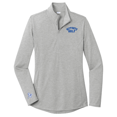 Scituate - Jersey de golf para niña Sport-Tek de triple mezcla transpirable con cremallera de 1/4 (LST407)