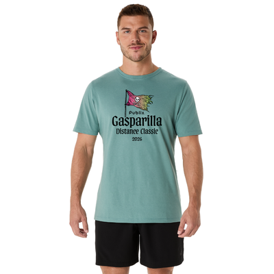 Gasparilla 2026 - Camiseta de manga corta ASICS para hombre color celadón (2011D028) (GAS-04)