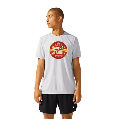 Maratón de Madison 2025 - Camiseta de manga corta ASICS Ready Set para hombre, gris (2011b458) (MM-08)