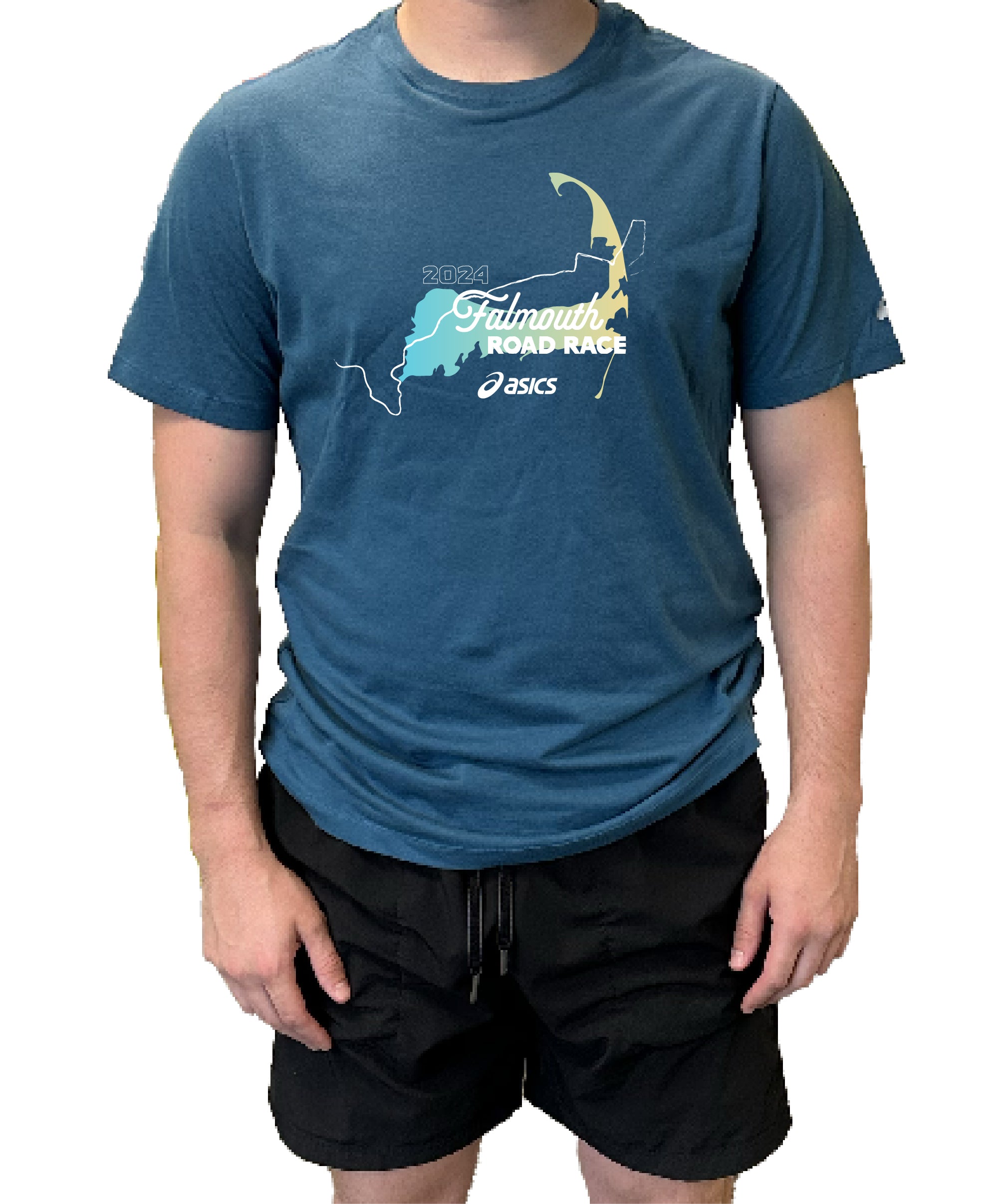 Asics Men's Falmouth Road Race 2025 Course Map Graphic Tee (1011471411