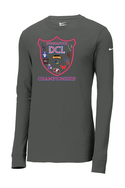 Campeonato de gimnasia DCL: camiseta de manga larga de algodón y poliéster Nike Dri FIT (NKBQ5230)