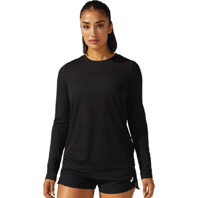 Camiseta de manga larga ASICS Ready Set para mujer, negra (2012b468)