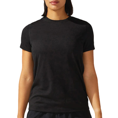 Camiseta de manga corta ASICS Ready Set para mujer, negra (2012b469)