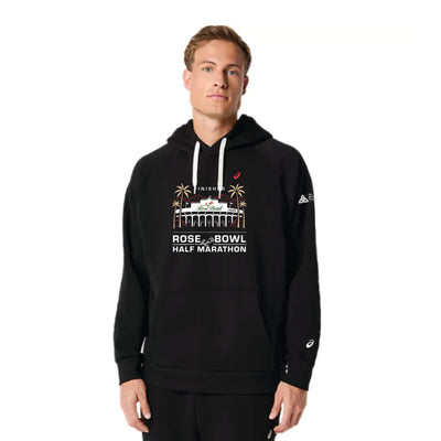 Media Maratón Rose Bowl 2026 *FINISHER* - Sudadera con capucha unisex de forro polar ASICS, color negro (2031F470) (RB26-24)
