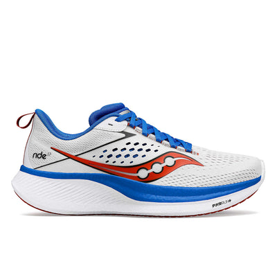Saucony Ride 17 para hombre, color blanco y cobalto (S20924-105)