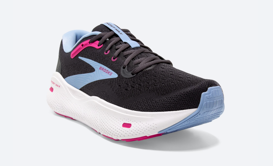 Brooks Womens Ghost Max Extra Wide-Ebony/Open Air/Lilac Rose (1203952E082)