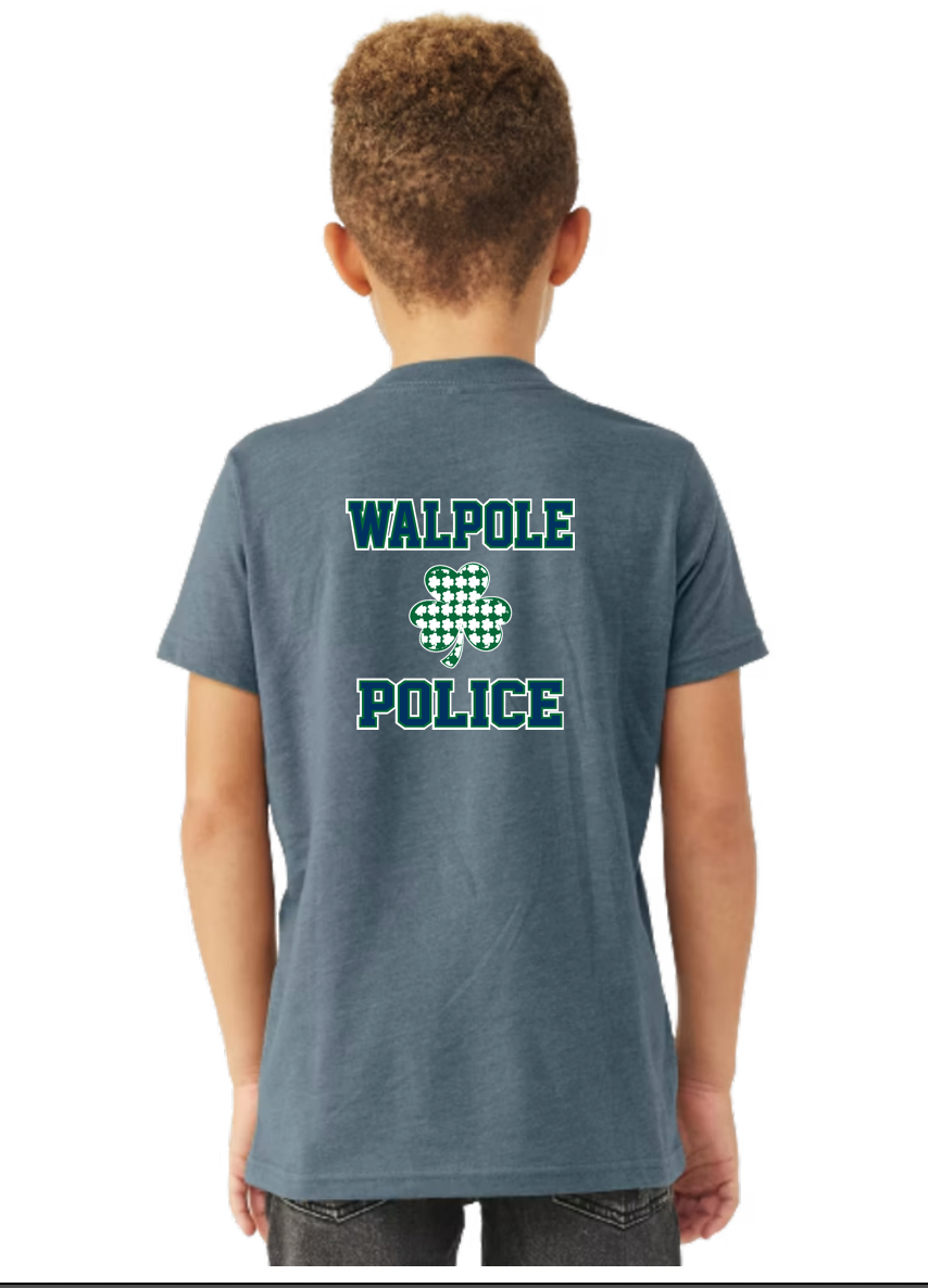 Walpole PD St. Patrick's Day 2024 LC Badge - Bella + Canvas Youth CVC Jersey T-Shirt - 3001YCV