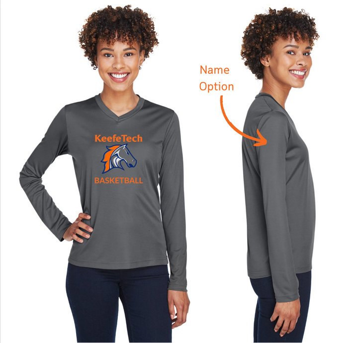 Keefe Tech Basketball - Team 365 Ladies' Zone Performance Long-Sleeve T-Shirt - TT11WL