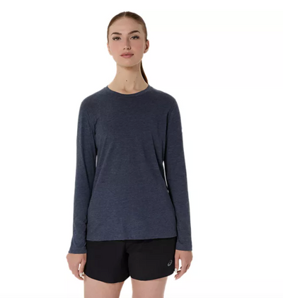 Camiseta ASICS PR de manga larga triblend para mujer, color peacoat heather (2012D305)