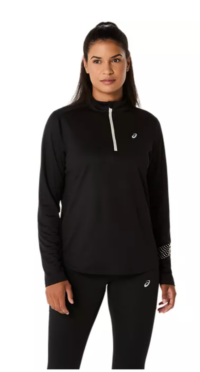 ASICS Icon 1/2 Zip para mujer, color negro (2012D175)