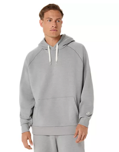 Sudadera con capucha unisex ASICS de forro polar, estilo relajado, gris jaspeado (2031F470)