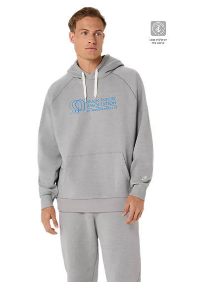 Sudadera con capucha unisex de forro polar de ASICS, color gris jaspeado (2031F470)