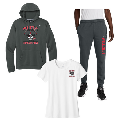 Wellesley Track & Field- Women's Team Kit - White Nike T-Shirt (CJ1611/Anthracite, NKHM8045/Anthracite,NKDX8734/White)