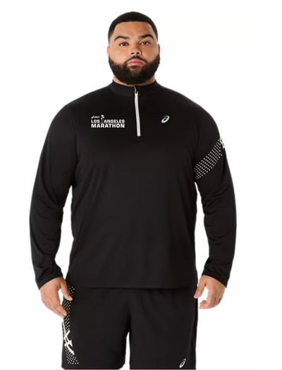 2027 ASICS Los Angeles Marathon - ASICS Men's Icon Long Sleeve 1/2 Zip Black (2011D459)(LA27-12)