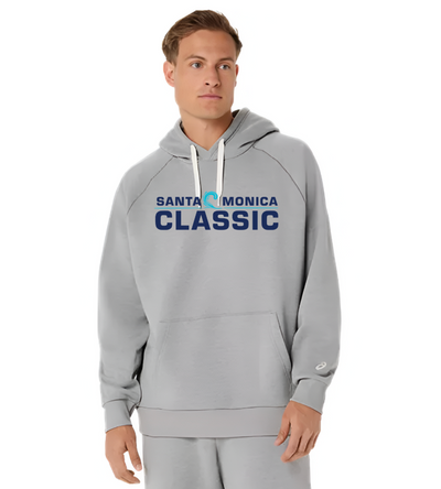 Sudadera con capucha unisex ASICS de forro polar, estilo relajado, gris jaspeado (2031F470)