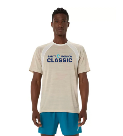 Camiseta ASICS Road SS para hombre, color crema (2011D453)