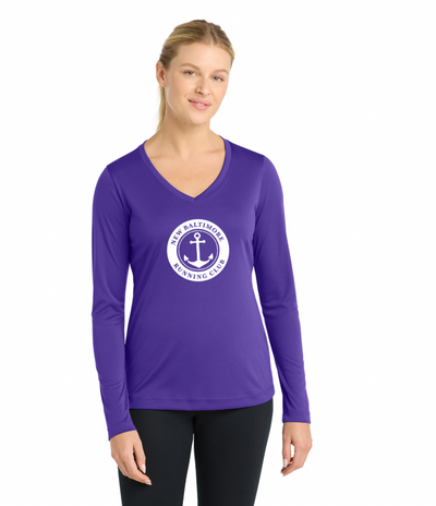 New Baltimore Run Club - Women's Long Sleeve Performance V-Neck T-Shirt (LST353LS)