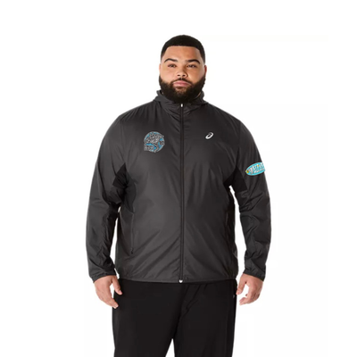 Chaqueta ASICS Silver para hombre, color negro, St Pete Run Fest - Stingray Challenge (2011D235)