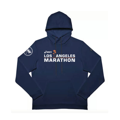 Maratón de Los Ángeles del equipo TMF/ASICS - Sudadera con capucha unisex de felpa francesa ASICS, azul marino (2031A617-051) (LA26-3, TMF-06)