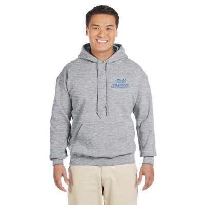 Sudadera con capucha 50/50 de mezcla pesada para adultos de Wildwood Property Management, 8 oz (G185)