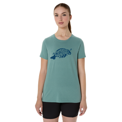 Gasparilla 2026 - Camiseta de manga corta ASICS para mujer color celadón (2012D014) (GAS-13)