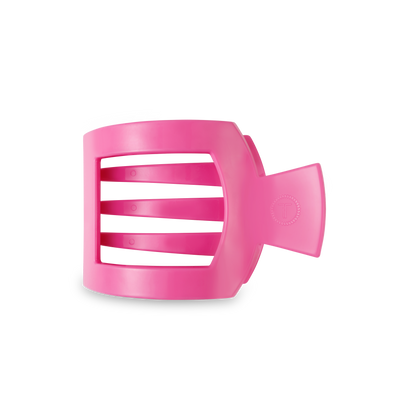 TELETIES - Pinza para el pelo cuadrada plana mediana de color rosa paraíso