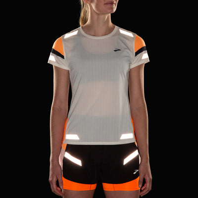 Camiseta de manga corta Brooks Run Visible 2.0 - Crudo/Fluoro Flash MUJER (221690-167)