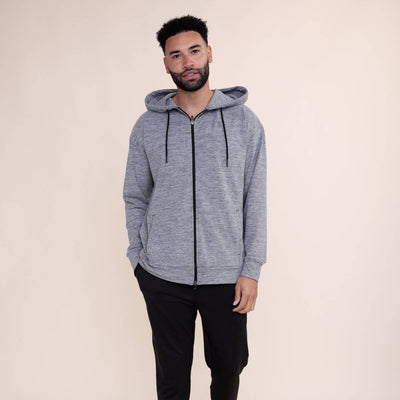 Chaqueta con capucha y cremallera para hombre de color jaspeado Mono B (MTA0816)
