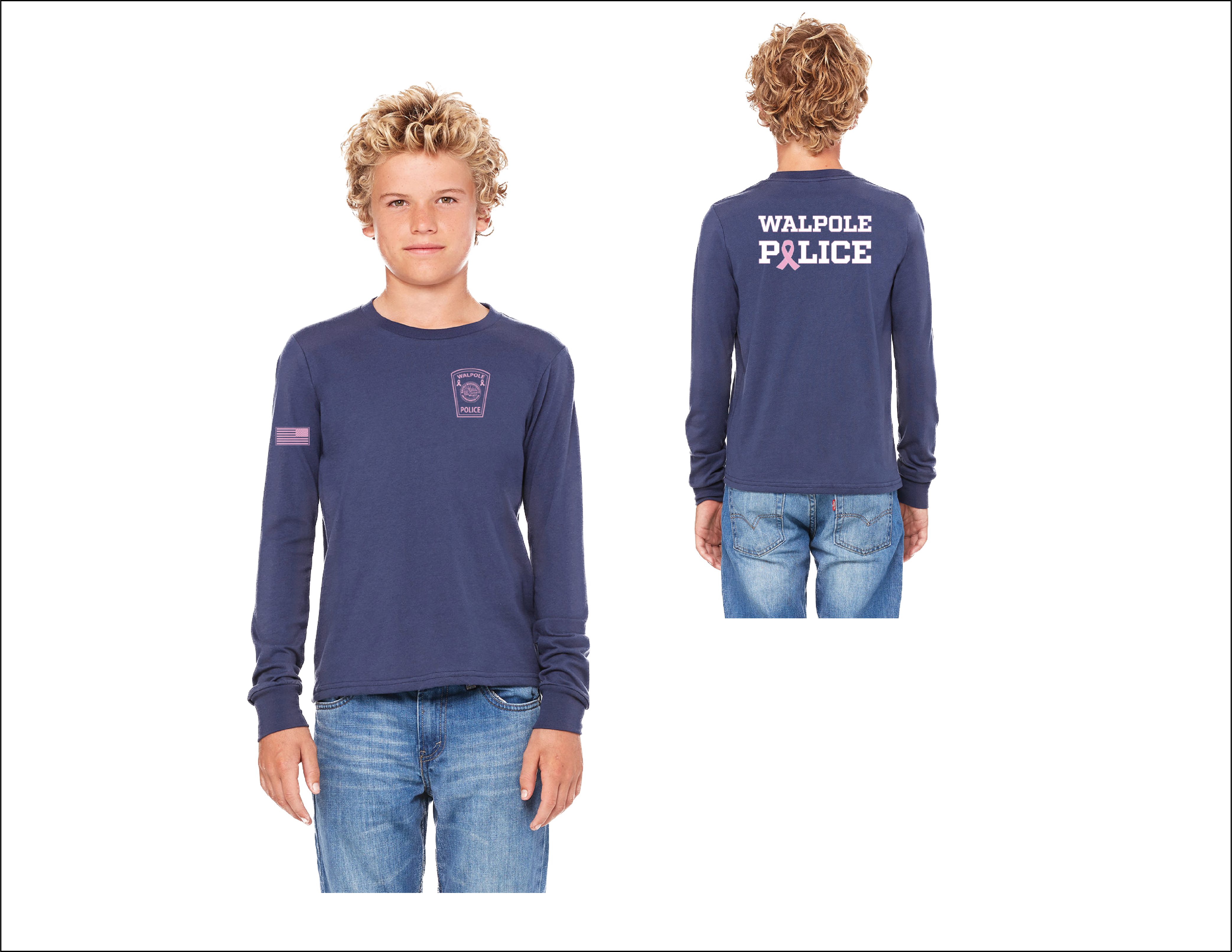 Walpole PD Breast Cancer Awareness Youth Jersey Long-Sleeve T-Shirt (3501y)