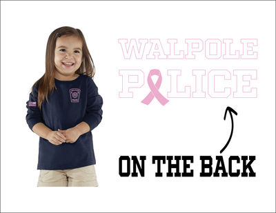 Camiseta de manga larga de jersey fino para niños pequeños con concientización sobre el cáncer de mama del Departamento de Policía de Walpole (RS3302)