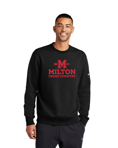 Milton Cross Country - Sudadera unisex de cuello redondo Nike Club Fleece negra (NKFD9863)