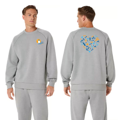 NFNP ASICS Falmouth Road Race 2026 - Sudadera unisex de forro polar con cuello redondo ASICS gris jaspeado (2031F469)