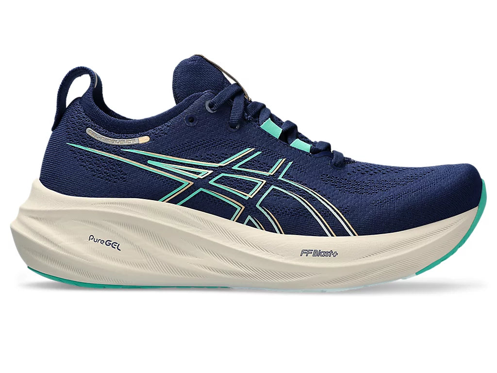 Asics Womens Gel Nimbus 26 Wide Blue Expanse Aurora Blue