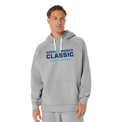 Santa Monica Classic 2026 FINISHER - ASICS Unisex Fleece Relaxed Pullover Hoodie Grey Heather (2031F470) (SMC26-13)