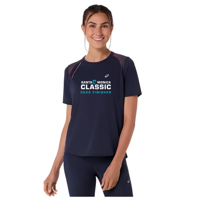 Santa Monica Classic 2026 FINISHER - ASICS Women's Road SS Top Midnight (2012D371) (SMC26-14)