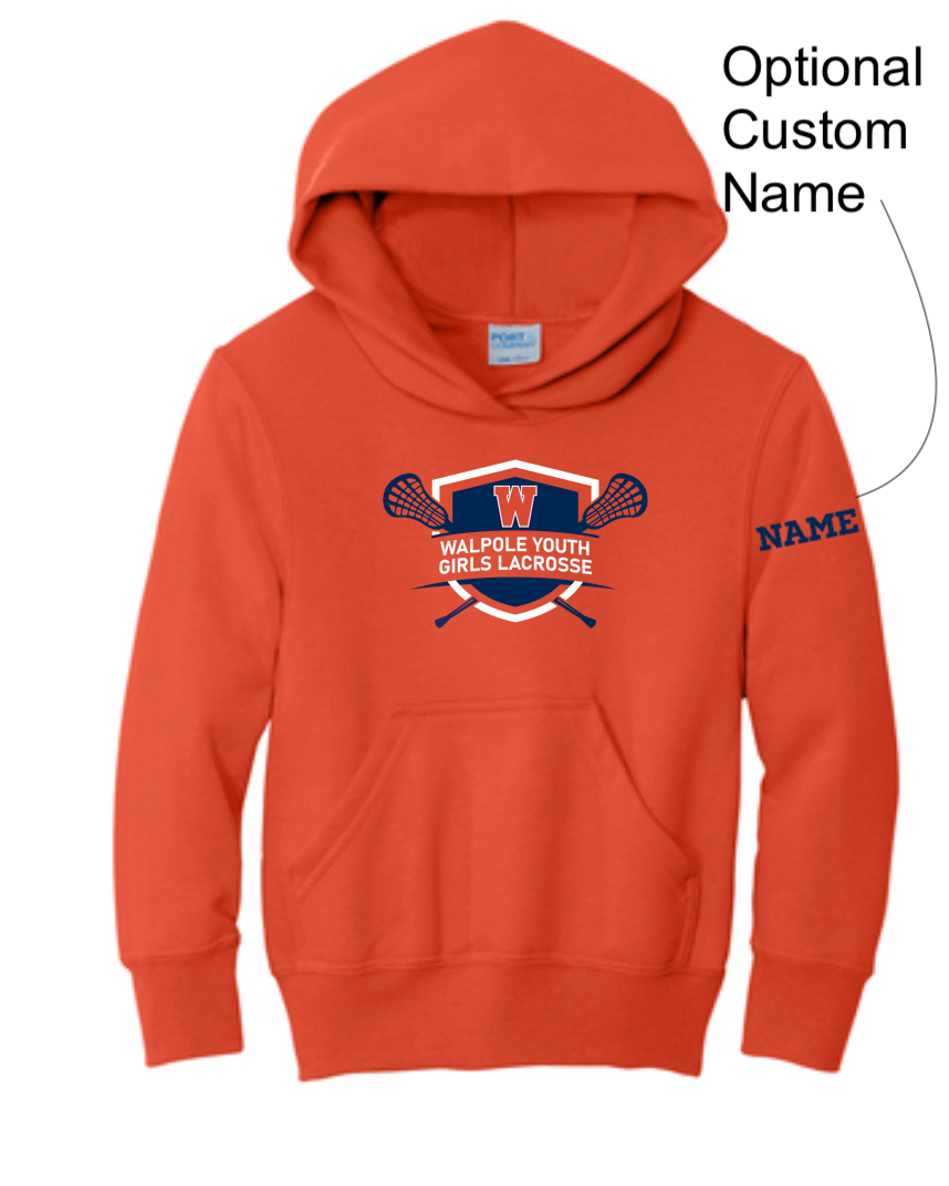 Walpole Youth Girls Lacrosse - Fleece Pullover Hooded Sweatshirt (Youth - PC90YH)
