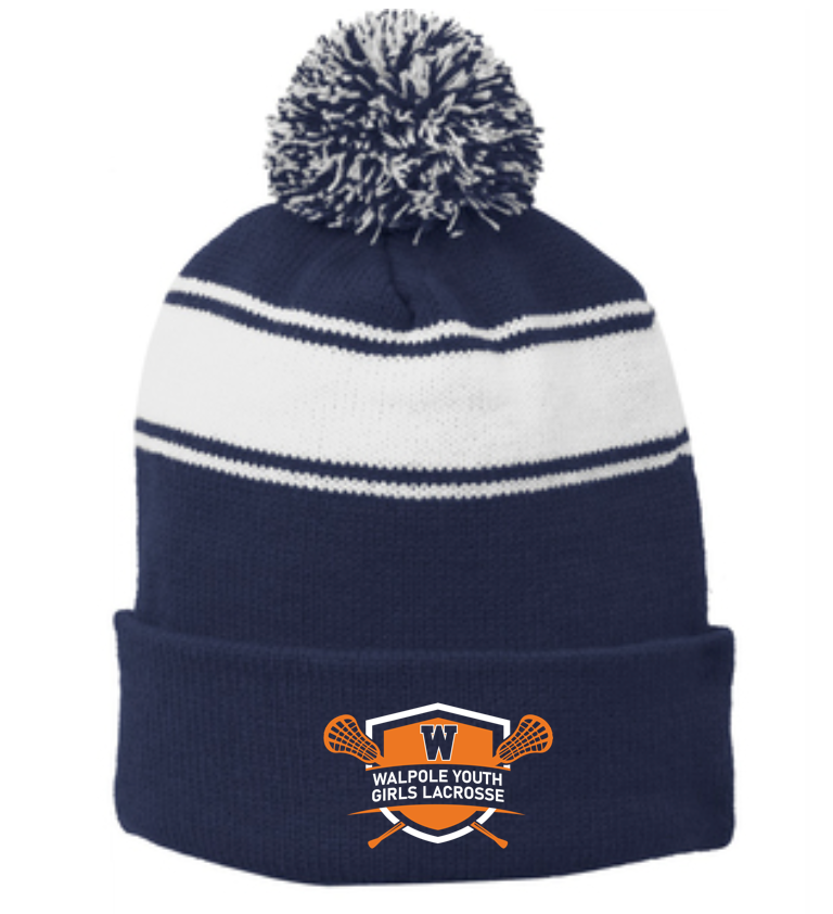 Walpole Youth Girls Lacrosse Stripe Pom Pom Beanie STC28 The